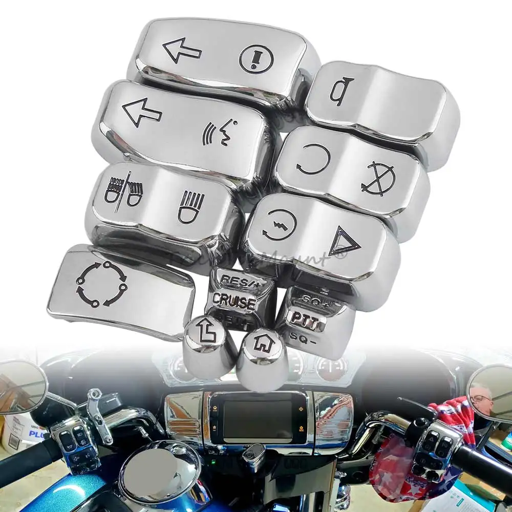 

Motorcycle Chrome Handlebar Control Switch Cap Housing Button Cover For Touring Electra Glide Road Glide Road King Street Glide