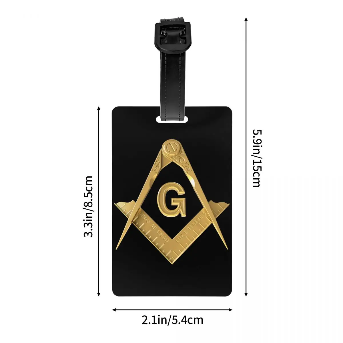 Personalizado Ouro Freemason Logo Bagagem Tag, Proteção de Privacidade, Masonic Mason Bagagem Tags, Travel Bag Labels, Mala