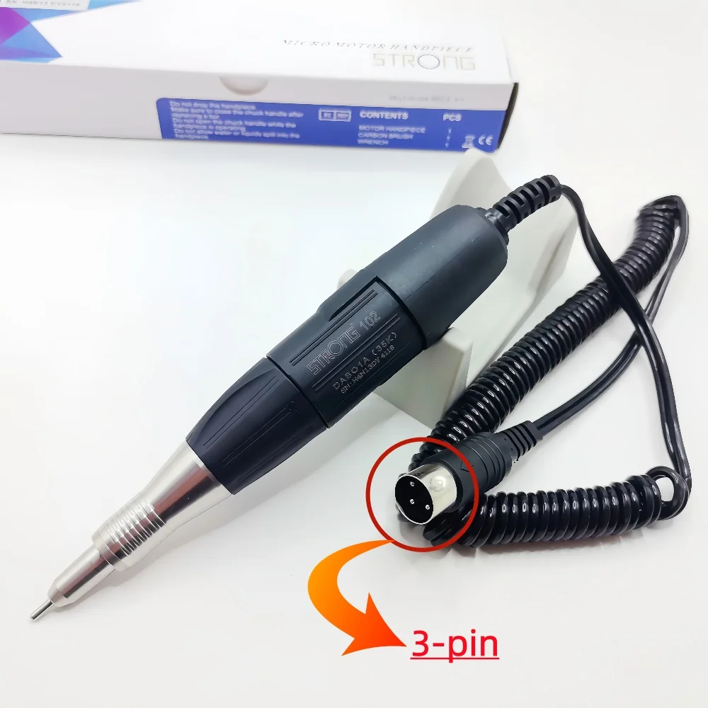 Dental STRONG 102 Micromotor Polishing 35000RPM Nail Drill Pen Handpiece For STRONG 210 90 204 207B Electric Manicure Machine