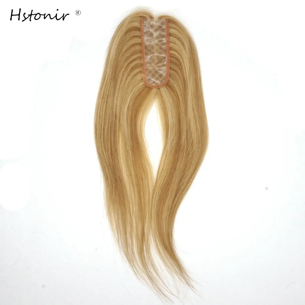 Hstonir Human Pure Hair Piece Thin Skin One Piece Hair Toupee For Women Hair Extension Topper European Remy Hair TP35