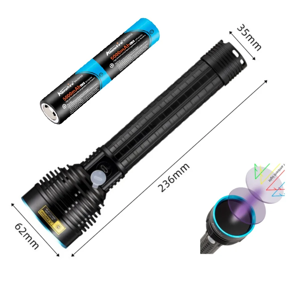 Power 365nm UV Flashlight Rechargeable Ultra Violet Light with 26650 Battery for Urine Detector Cats Pet Stains Scorpions