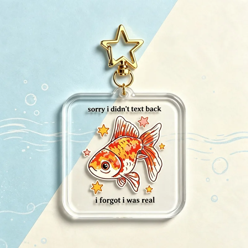 Sorry For Not Replying Goldfish Acrylic Keychain Fun And Heartfelt Quotes Keyring Bag Accessory Creative Gift For Friends