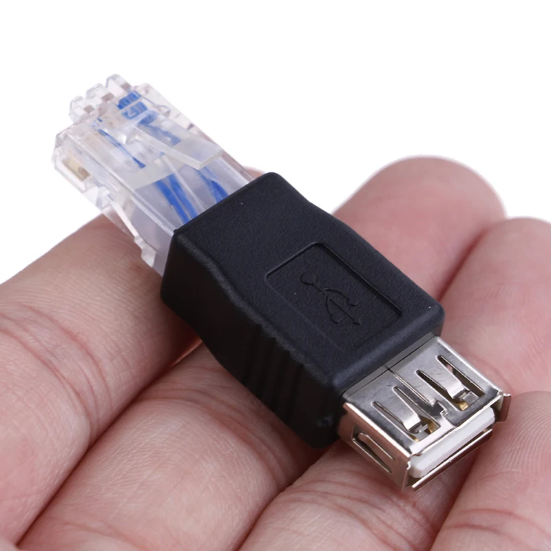 1Pc Ethernet RJ45 Male To USB Female Connector Converter Adapter  Usb To Network Cable Crystal