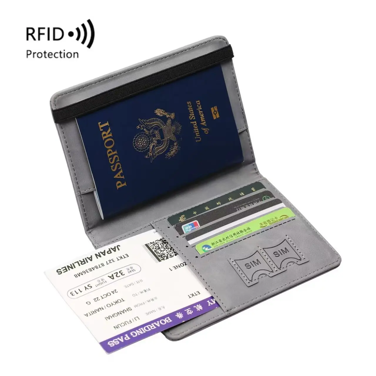 

RFID Anti-theft Storage Passport Ticket Protection Cover Multifunctional Overseas PU Document Travel Card Bag