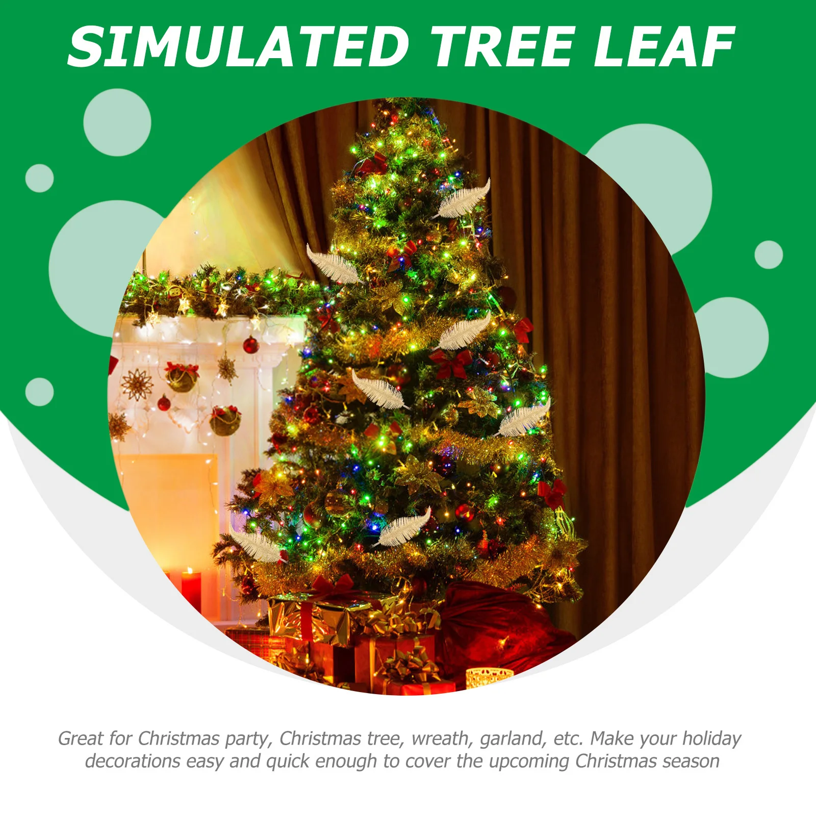 

6pcs Leaf Glitter Leaves For Christmas Tree Leaf Clip Christmas Party Supplies Diy Wreath Decor Festive Tree Ornaments