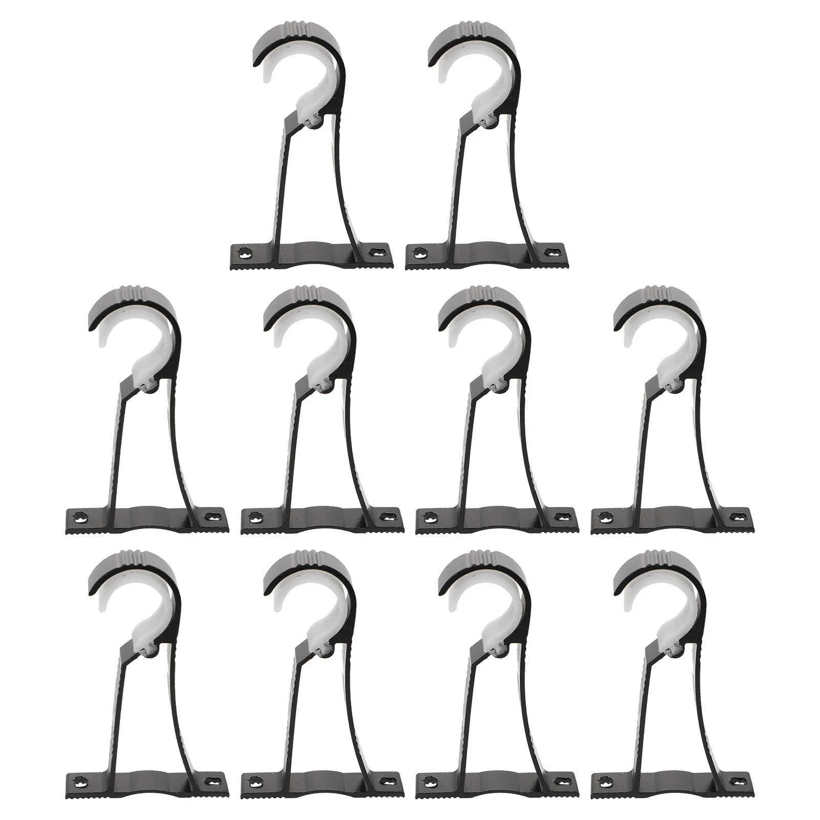 

10 Pcs Brackets Curtain Rod Hooks Top Loading Bracketscurtain Holder for Black Simple Rods Curtains
