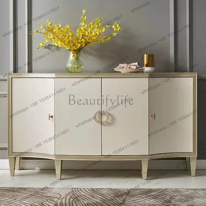

American light luxury entrance simple living room partition storage cabinet champagne solid wood dining side cabinet