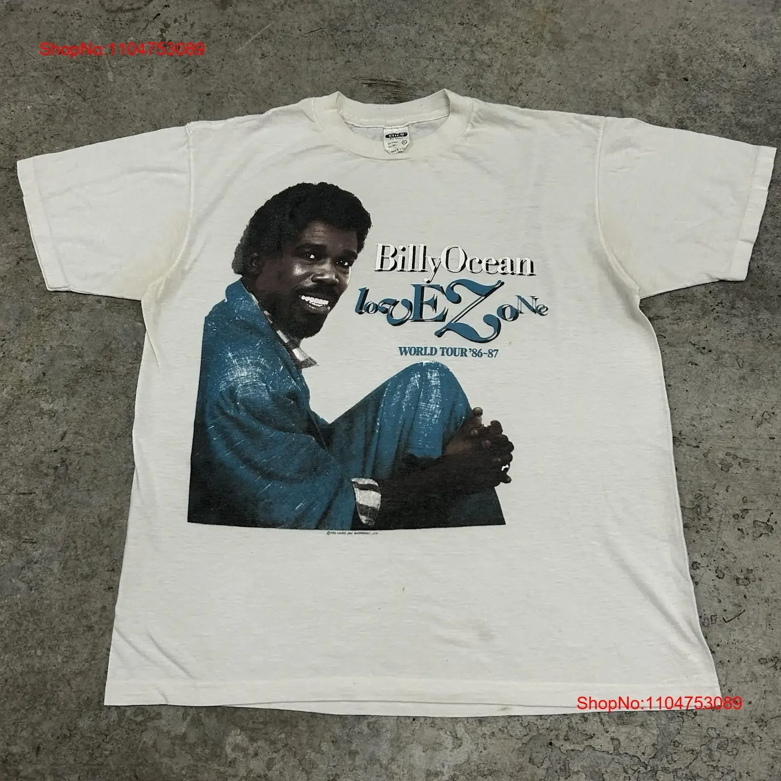 Vintage 80s Billy Ocean Band camiseta blanca adulto XL 1986 gira mundial raro vintage lavado Unisex suave elegante moda Casual