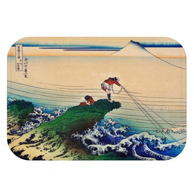 Asian Fisherman Japan Coastline Vintage Design Flannel Floor Rugs Home Decor For Living Room Bedroom Dorm Apartment