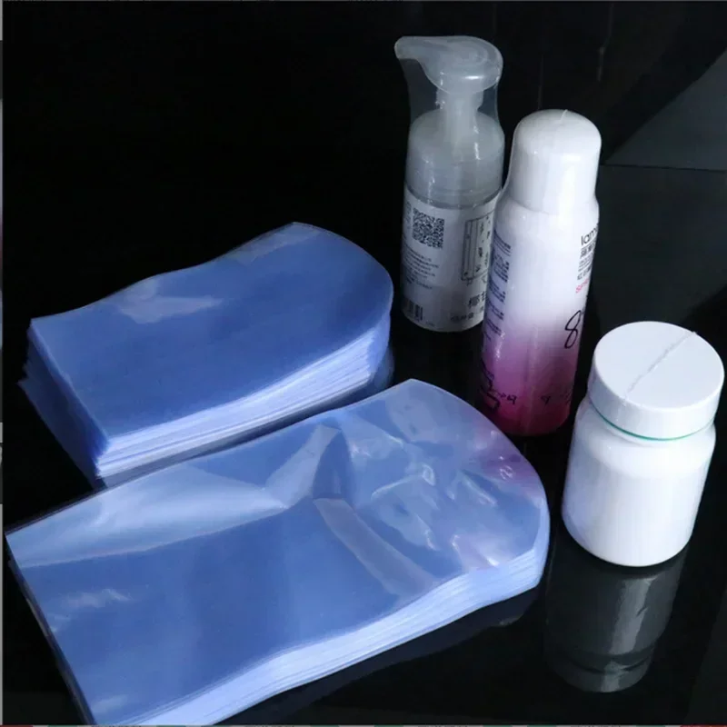 200pcs PVC Arc Heat Shrink Bag Cosmetics Wine Bottles Tea Leaves Heat Shrink Film Transparent  Moisture-proof Sealing Sleeve