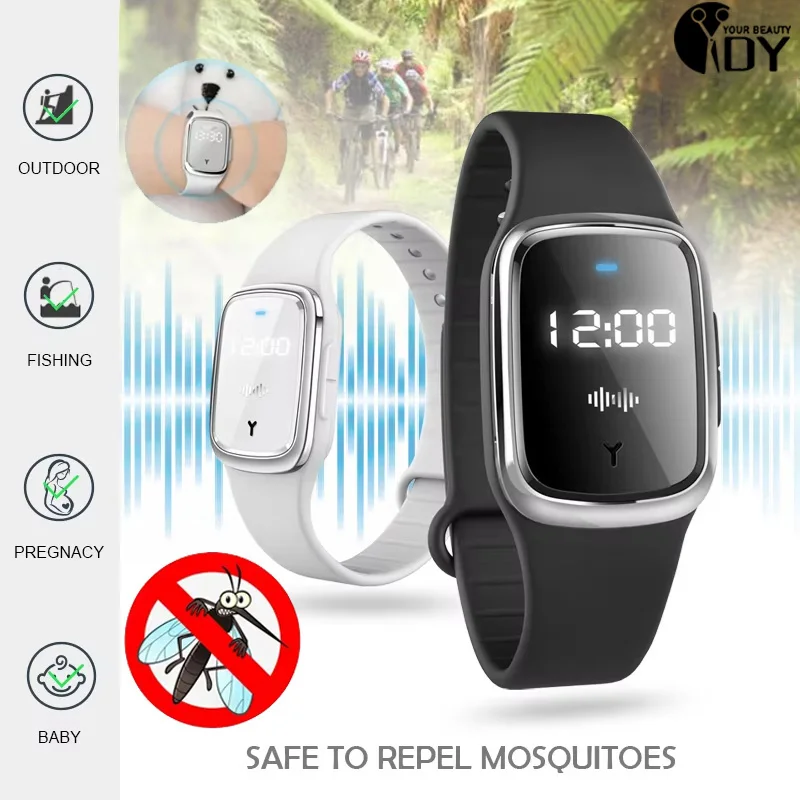 Ультразвуковой высокотехнологичный браслет отпугивателя комаров, браслет для дома и улицы, 3-х передач, браслет против укуса комаров
