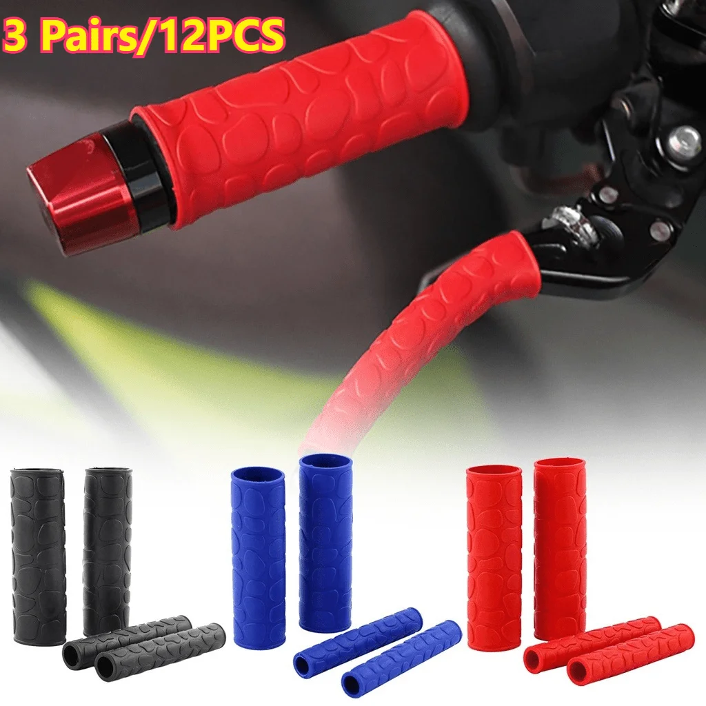3 Pairs/12PCS MOTORCYCLE LEVER GRIP RUBBER COVER