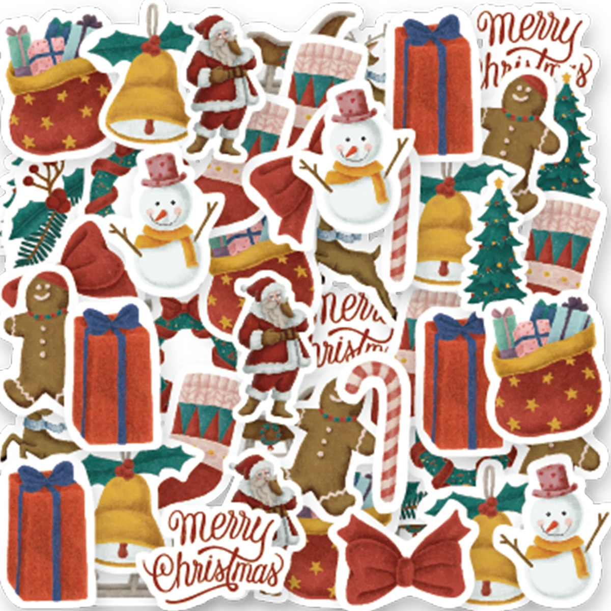 Etori Life 46pcs Vintage Lawrence Christmas season stickers  DIY Decoration Student Stationery Notebook Diary Journal Stickers