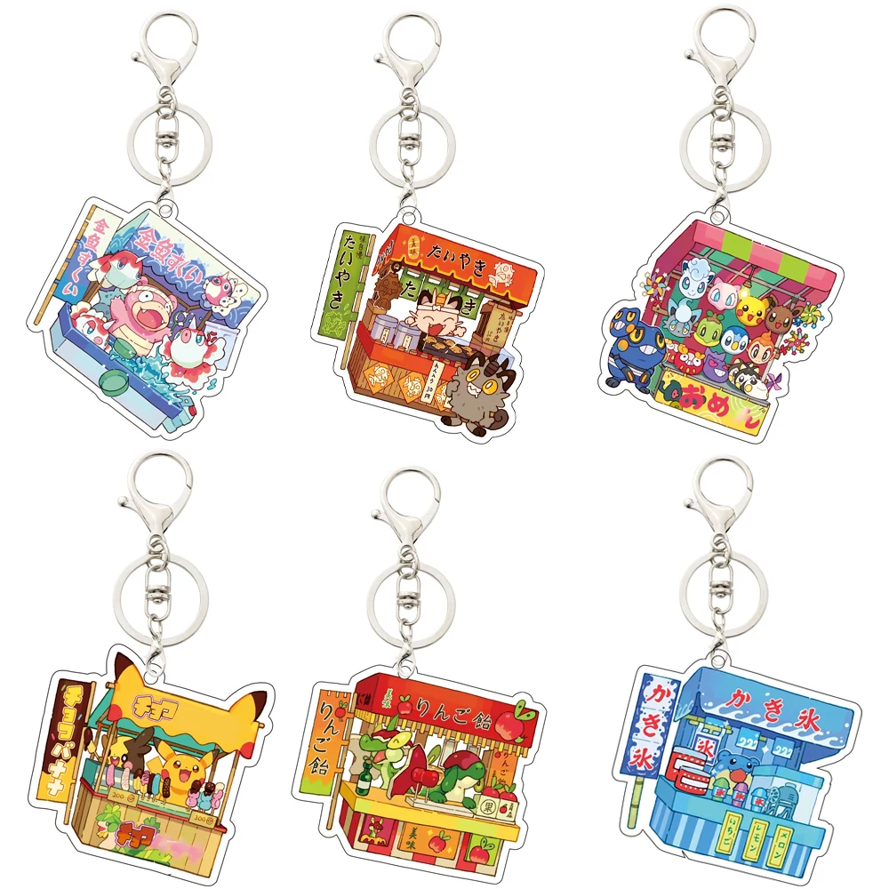 

Pokemon Eevee Gengar Charizard Blastoise Venusaur The Three Great Family Anime Acrylic Key Chain Store Game Machine Gift Toys