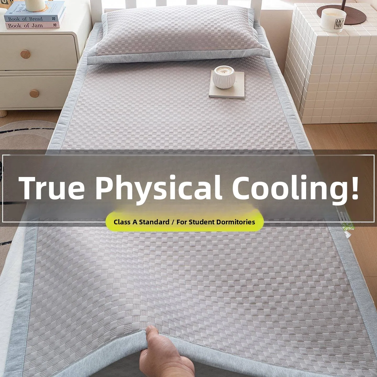 

High-End Nylon Ice Silk Air Conditioning Bedding Student Dormitory Cooling Mat Soft Machine Washable Upper And Lower Bunk Bed...