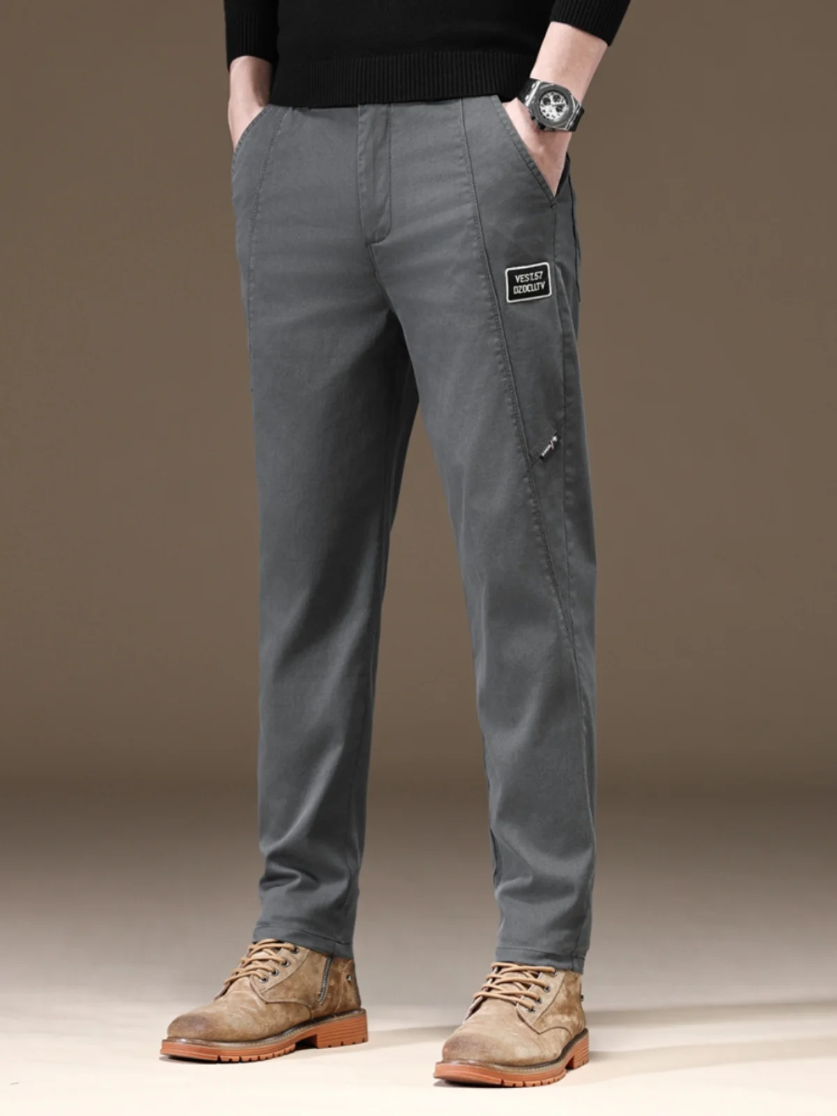 

Весенне-осенние эластичные облегающие повседневные брюки, мужские универсальные прямые брюки большого размера, рабочая одежда, длинные брюки с эластичной резинкой на талии