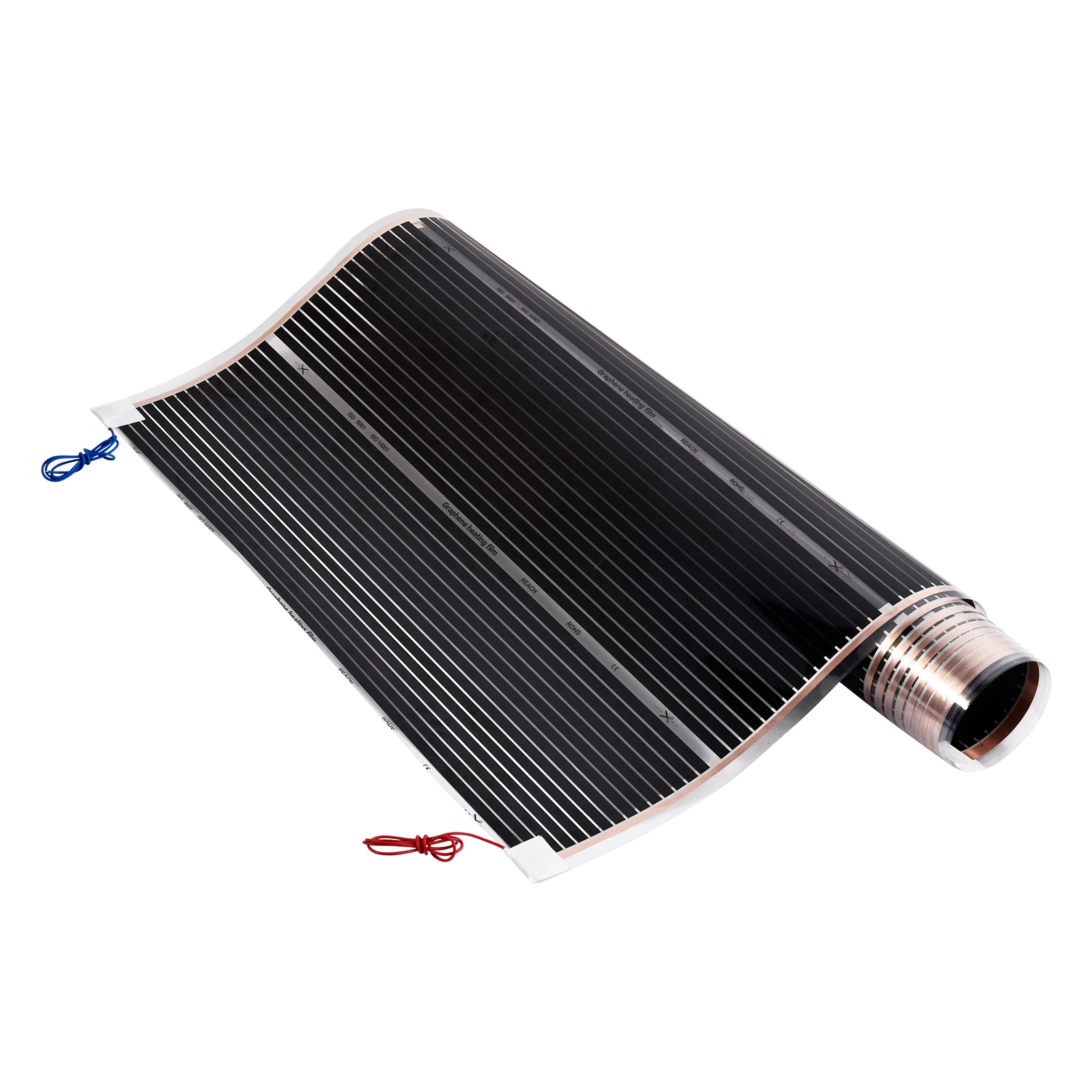 Image of Fußbodenheizungsfolie, 220 W/M2, strahlende elektrische Fußbodenheizungsmatte mit Thermostat, unter dem Laminat-Holzboden, 9,8 Fuß