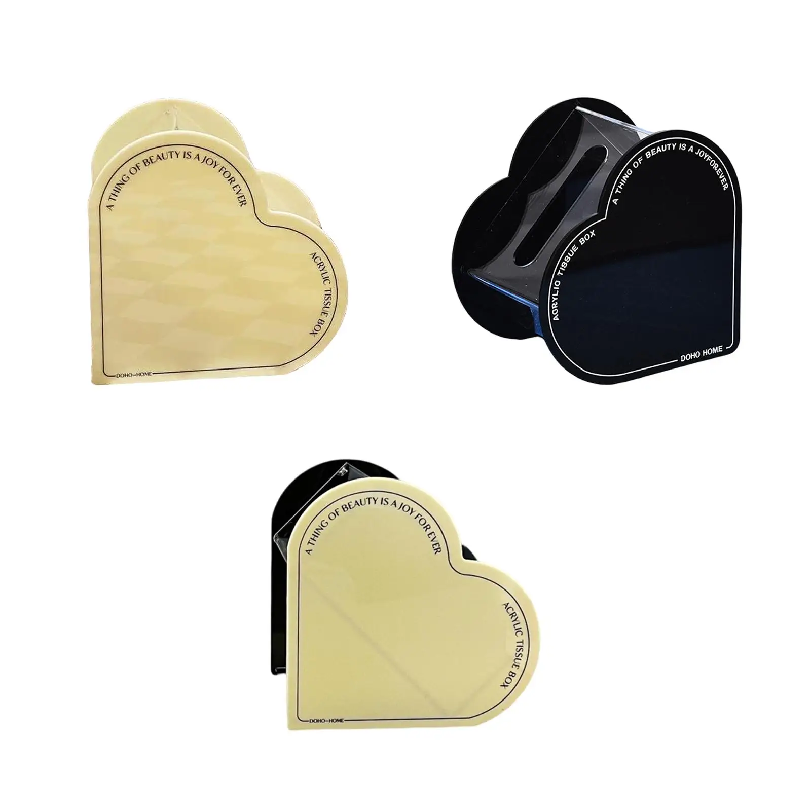 Transparent Heart Tissue Box Cover Acrylic Decorative Napkin Storage for Living Room Bedroom Office Decor