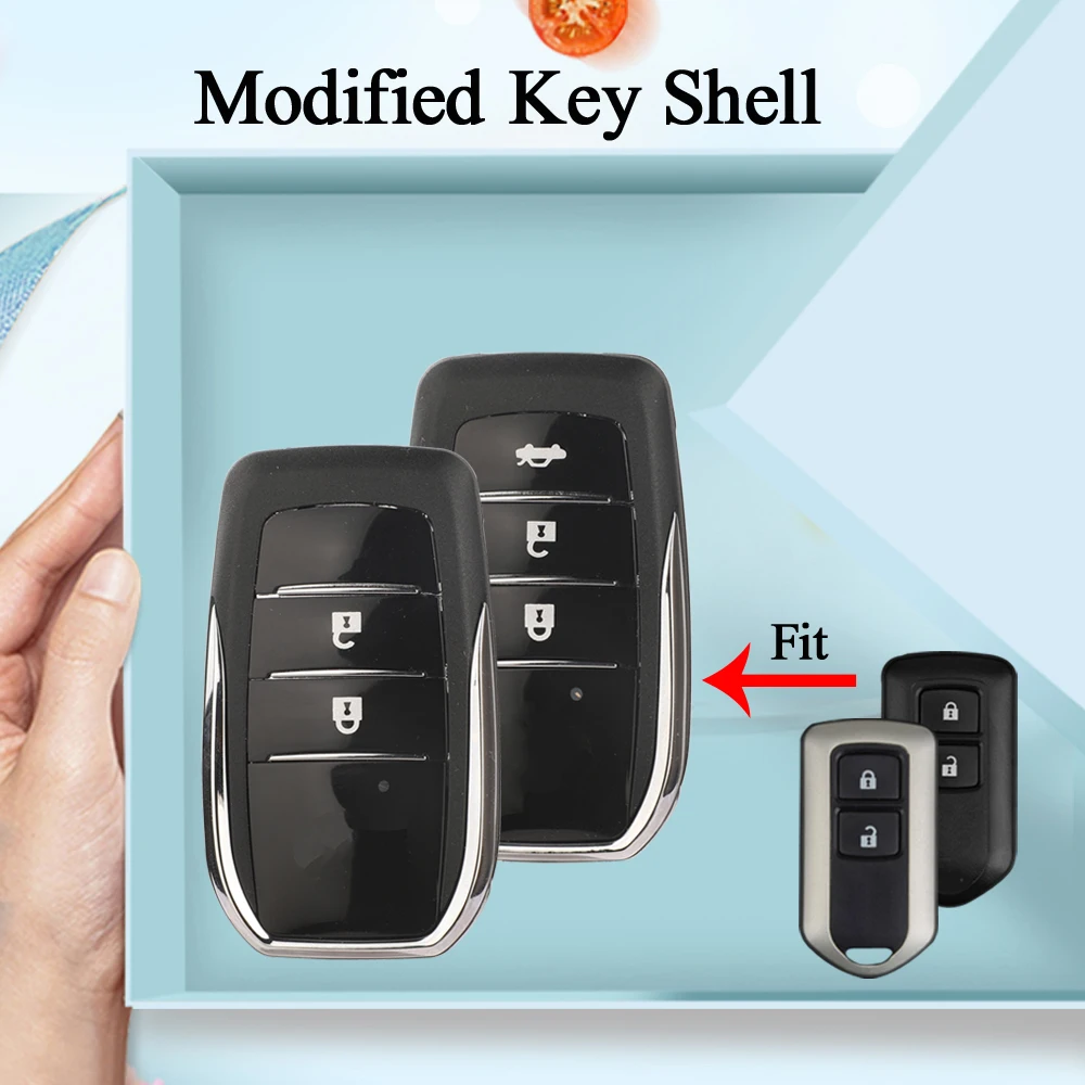 

jingyuqin Upgrade Car Key Shell Fob For Toyota Corolla Camry Reiz RAV4 Highlander Crown Yaris Verso Land Cruiser Prado 2008-2014