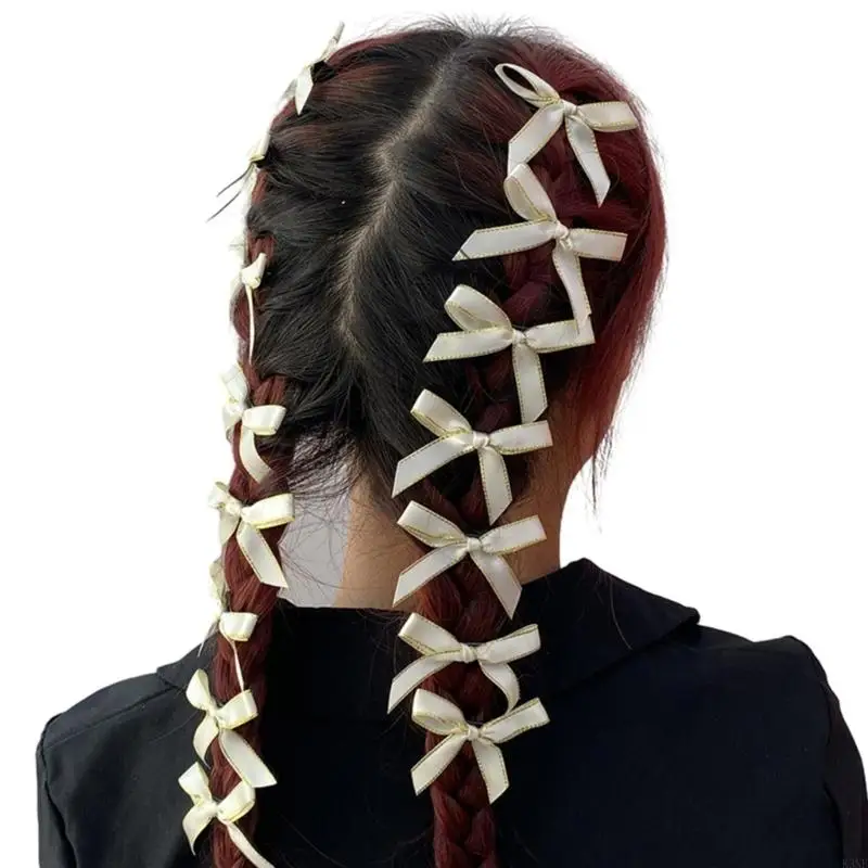 K3NF 15pcs Warna Solid Busur Rambut Kecil Mini Bowknot Hair Clips Manis Rambut Pita Pin