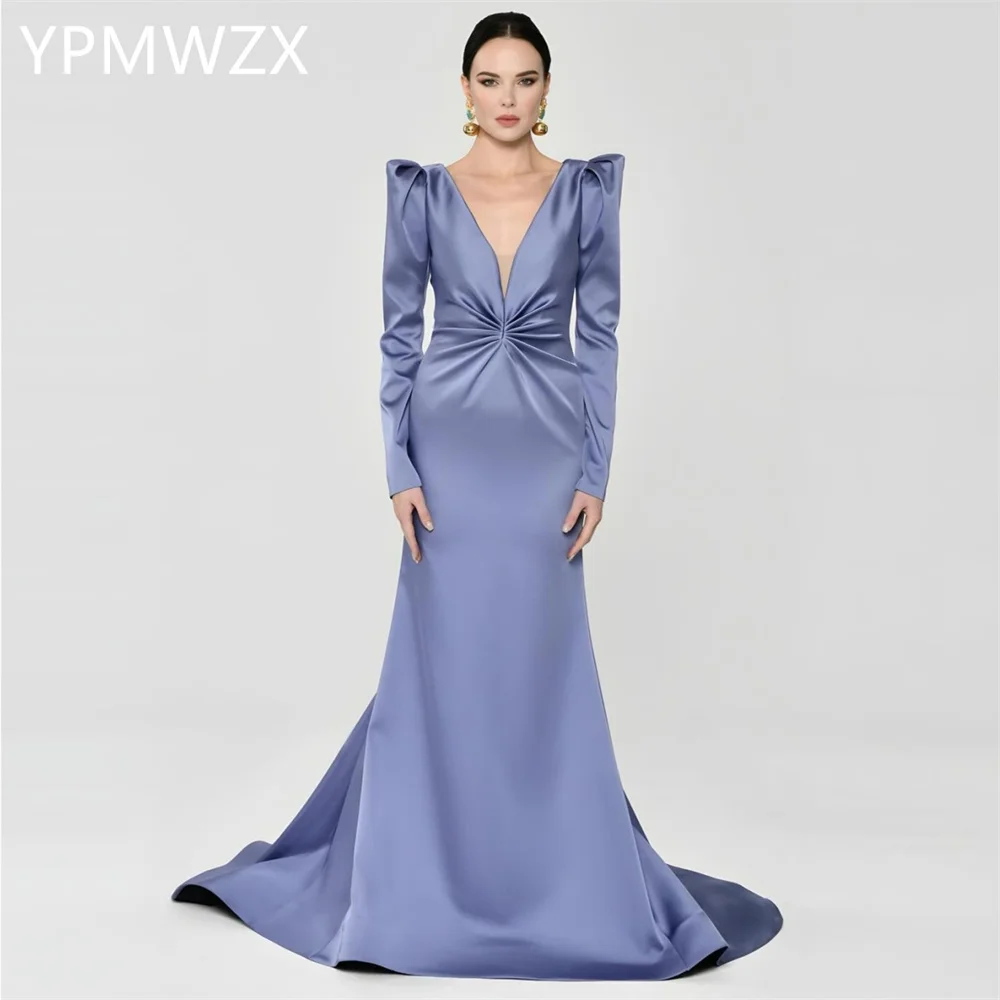 

Customized Women Party Dress Occasion Prom YPMWZX V-neck Column Floor Length Skirts Bespoke Dresses Gown Evening Forma