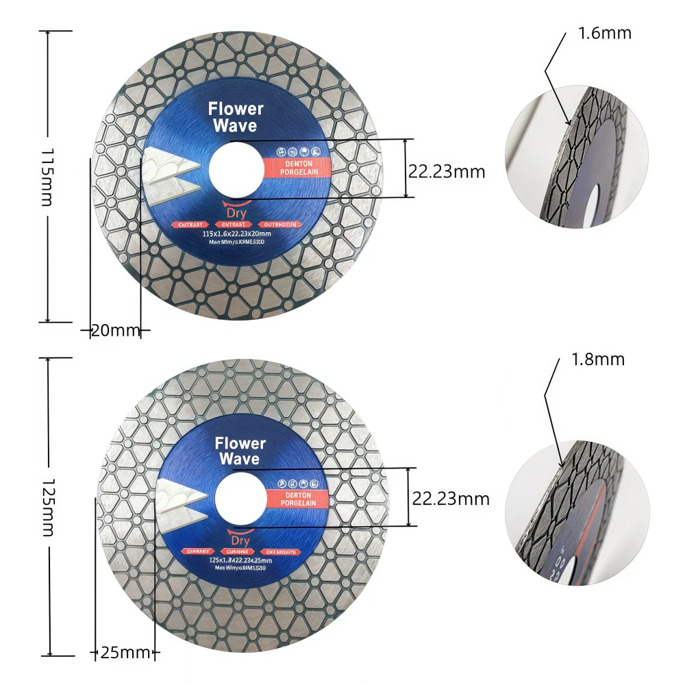 115/125mm Diamond Cutting Disc Ceramic Tile Porcelain Marble Circular Saw Blade Ceramic Porcelain Granite Cutting Grinding Tools
