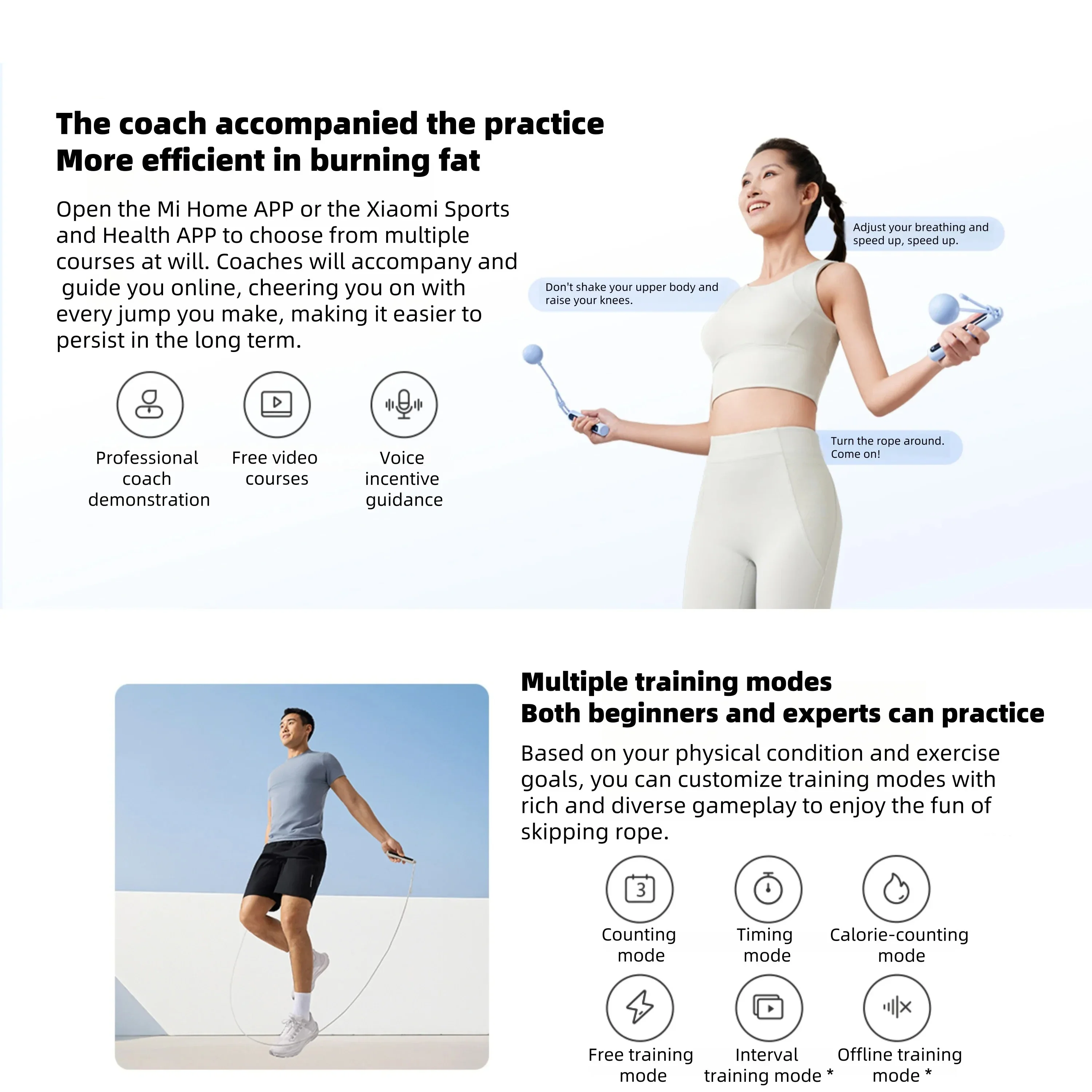 NUOVA Xiaomi Smart Jump Rope 2 Bluetooth Fitness Perdita di peso Esercizio Conteggio Palla di gravità Saltare Bruciare i grassi professionale