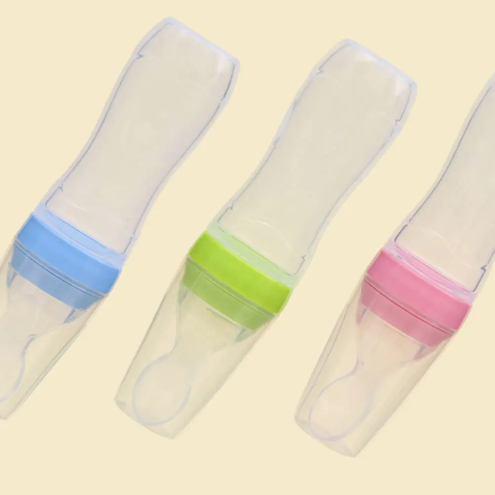 Biberon in silicone da 3 pezzi per neonati, latte, succo, medicina, uso da viaggio, leggero, portatile, morbido