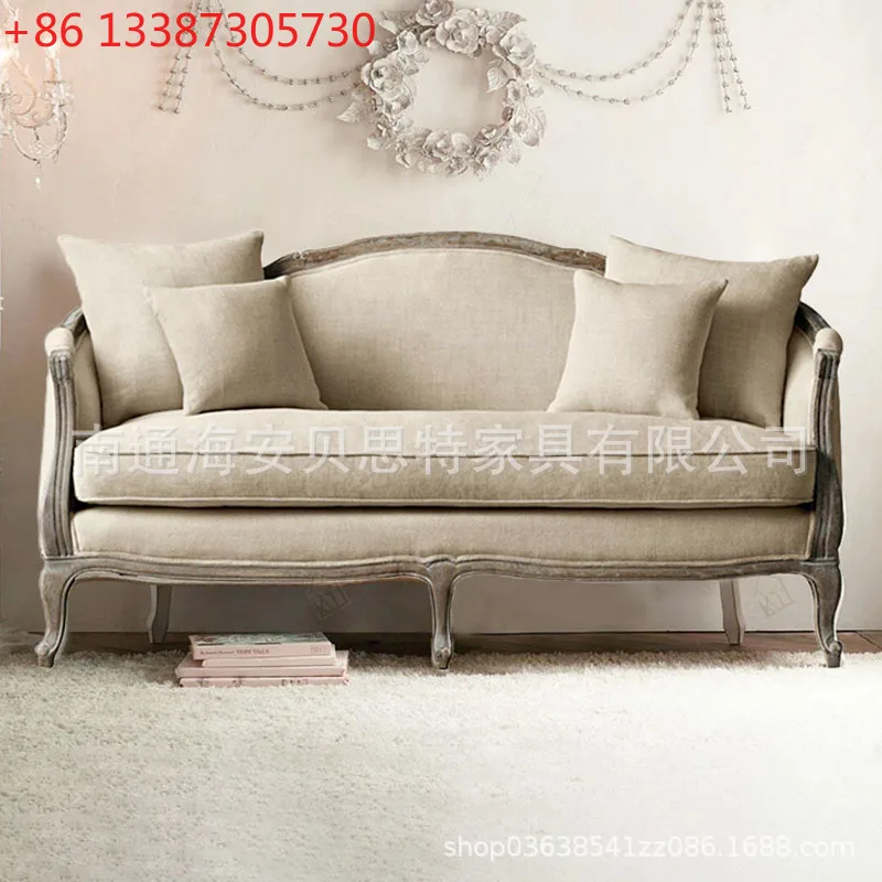 

Американский светлый роскошный диван из цельной древесины для гостиной, резная французская мебель в стиле ретро