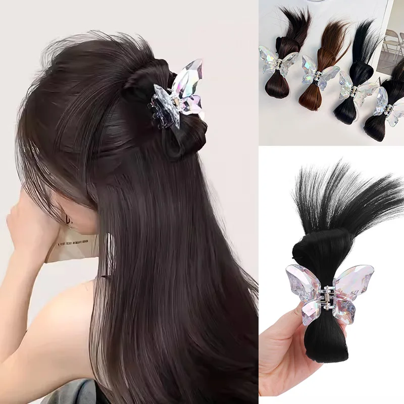 Y2K Style Fasionable Versatile Crystal Sweet Cool Butterfly Hair Claw Lazy Style Spicy Girl Ponytail Braid Fluffy Wig Hair Clip