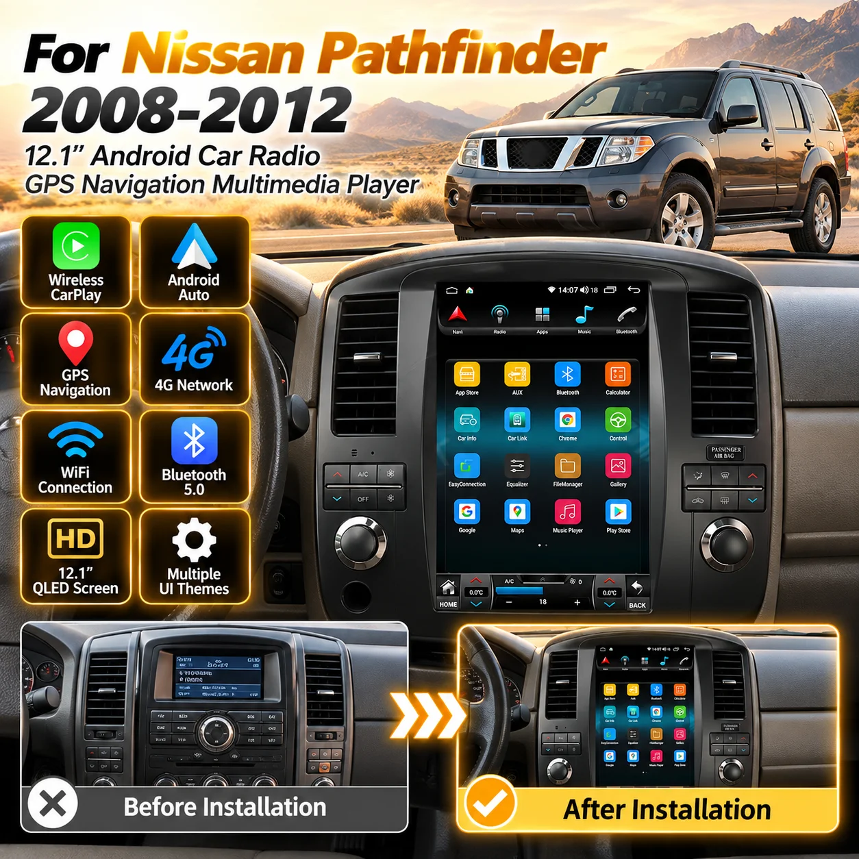 For Nissan Pathfinder 2008-2012 12.1