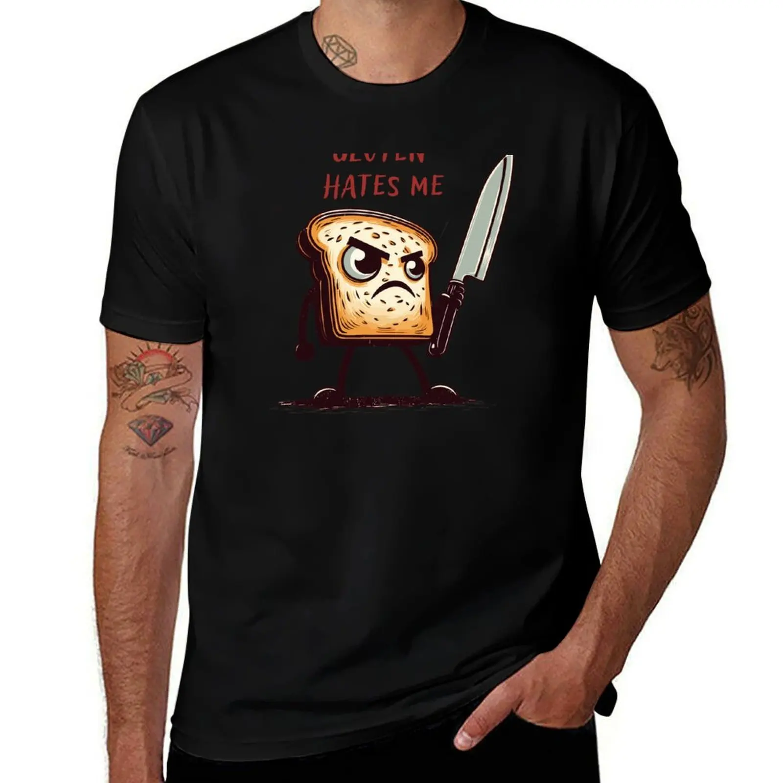 Kawaii Gluten Hates Me T-Shirt Plus Size Basic Short Sleeve Top T-Shirt