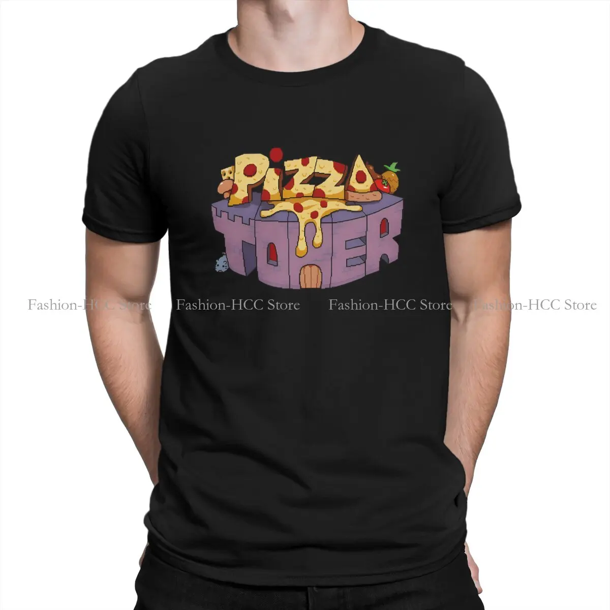 Pizza Tower Cartoon Peppino Tshirt Homme Men's Clothes Blusas Polyester T Shirt For Men