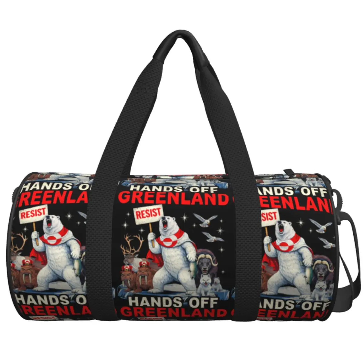 

Дорожная сумка с изображением флага Гренландии и медведя, большая вместительная спортивная сумка для выходных, мужская и женская сумка с рисунком, сумка для спортзала, забавная сумка для фитнеса