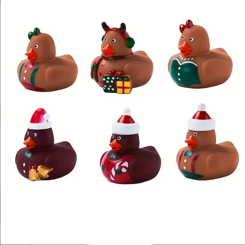 Christmas Gingerbread Man Rubber Duckies Toys Gingerbread Man Theme Party Decor Small Funny Rubber Ducks for Xmas