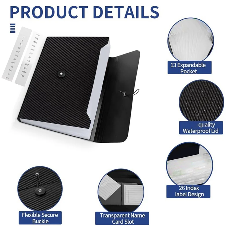 확장 파일 폴더, 13 포켓 아코디언 파일 주최자, A4 문자 크기 용지 문서 영수증 주최자 내구성이 뛰어나고 사용하기 쉽습니다.