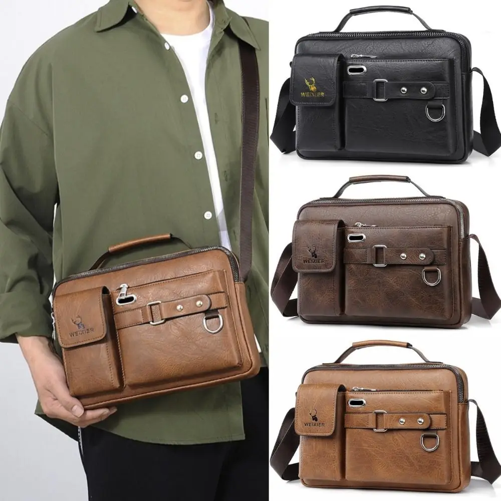 

Waterproof Male Shoulder Bag Portable Wear Resistant Lychee Pattern Messenger Bag Leisure Male Charm Single-shoulder Bag Men