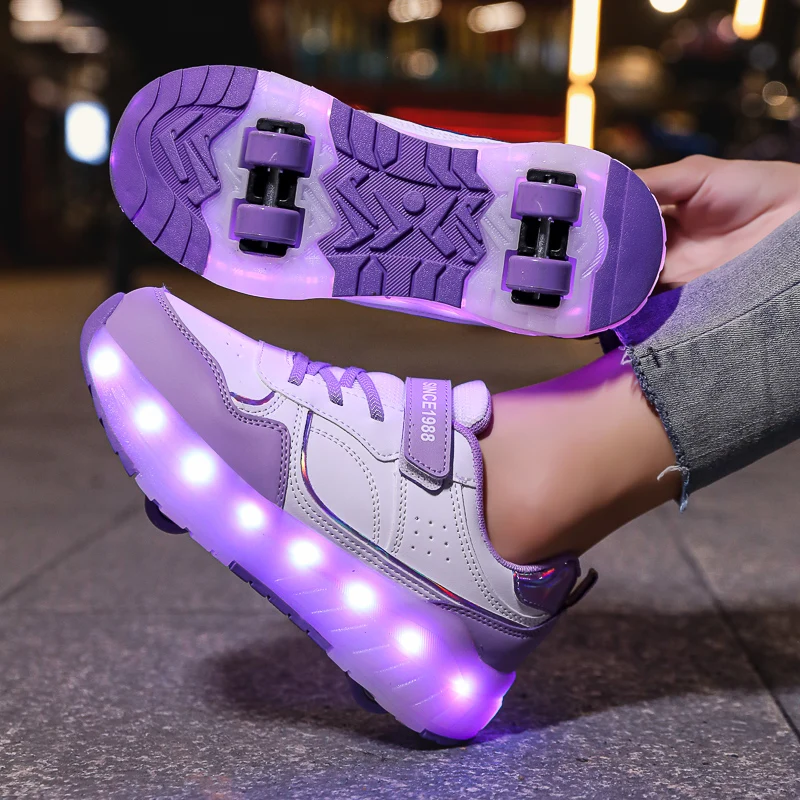 Luminous Roller Skate Shoes Wheels Removeable Sneakers Kids Roller Shoes USB Charge Light Up Sport Skate Board Shoes Boys Girls — 1