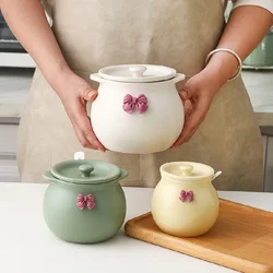 Household Ceramic Seasoning Pot Container with Lid Spoon Ceramic Sugar Bowl Seasoning Box Salt Pot Tea Pot Kitchen Countertop