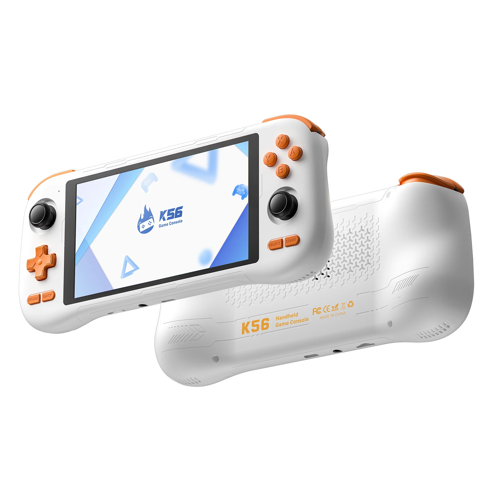 K56 Android 14 draagbare gameconsole met 5,5-inch touchscreen en meer dan 50 retro videogame-emulators voor DC/MAME/SS