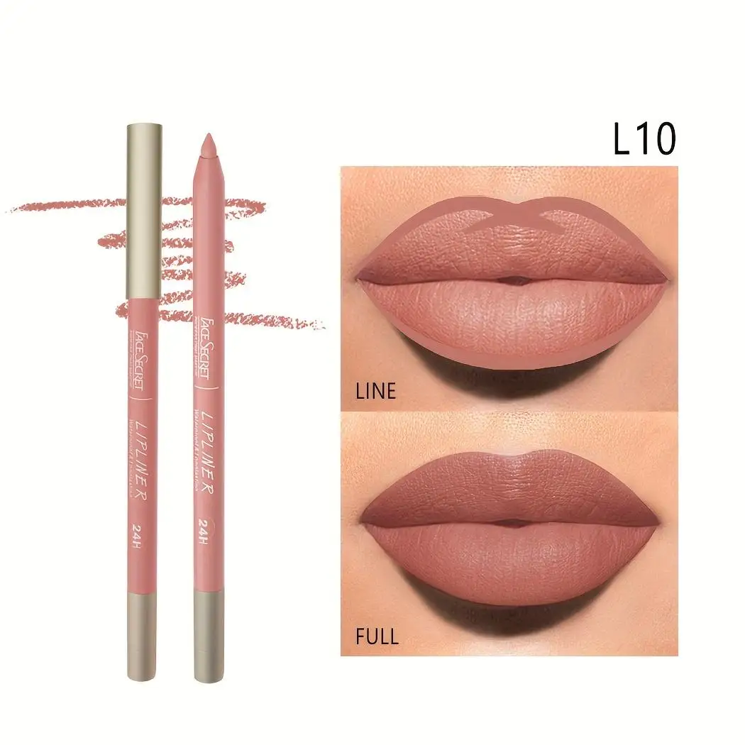 Long Lasting Nude Lip Liner Set, batom impermeável, caneta lisa, presente para uso diário, 3 pcs