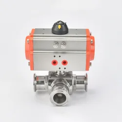 Stainless Steel Tri-clamp Sanitary Pneumatic Three-Way ball Valve for Sanitary Applications