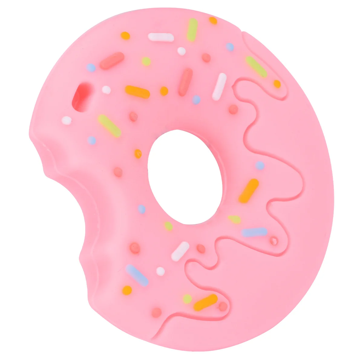 1Pcs 3D Donut Teether Pink Baby Teether Fine Workmanship Attractive Appearance Soft Textured Surfaces Bright Colors