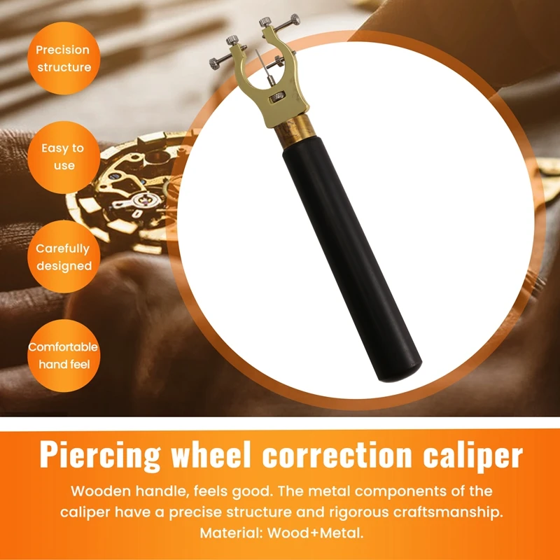 Portable Wooden Handle Watch Parallel Balance Truing Caliper Balance Wheel Correction Adjusting Watchmaker Tool