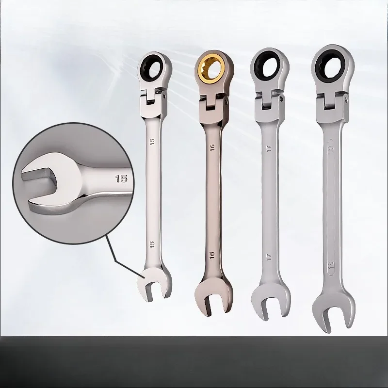 BIESUO 72-tooth shaking head dual-purpose chrome-plated high carbon black nickel movable head open ratchet wrench saves effort