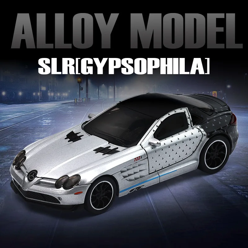 1:32 SLR AMG versión de pintura simulación Diecast Metal aleación modelo coche sonido luz tirar hacia atrás colección niños juguetes regalos