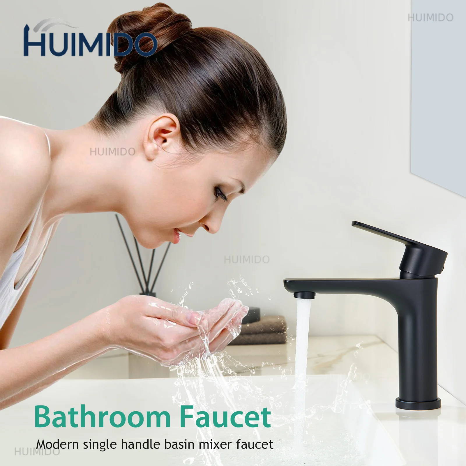 CUPC Single Handle Waterfall Deluxe Bidet Matte Black Faucet Bathroom Basin Waterfall Faucet Black Mixer Faucet