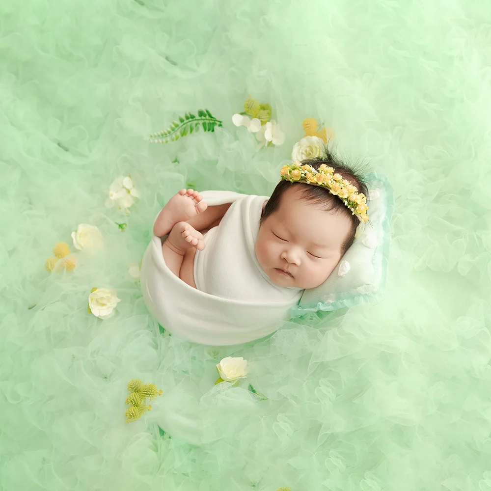 Accesorios de fotografía para bebé recién nacido, envolturas elásticas de algodón suave, tocado de flores, Fondo de tul, utilería para sesión de fotos de estudio