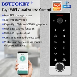 Support Tuya App WiFi Video Intercom Doorbell to Camera Home Security Door Fingerprint Access Control System Pin Card Unlock