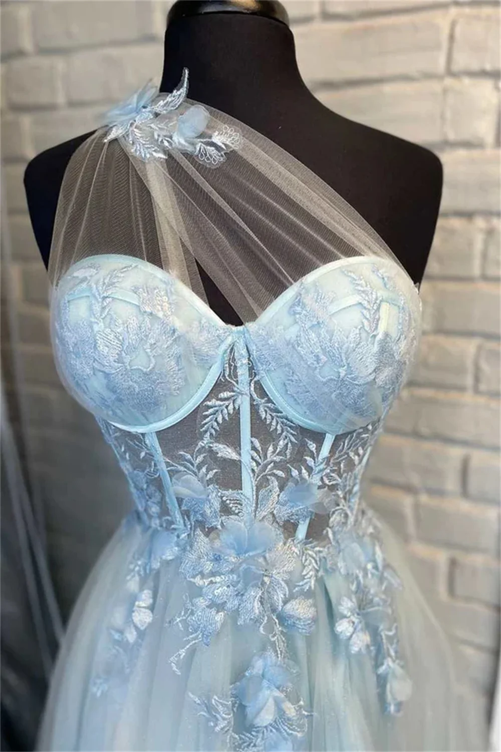 Annie-Robe de Soirée en Tulle Brcorporelle, Décalcomanies 3D, Bleu, Sexy, Fente Latérale, Zones de Princesse, pour Occasions Formelles